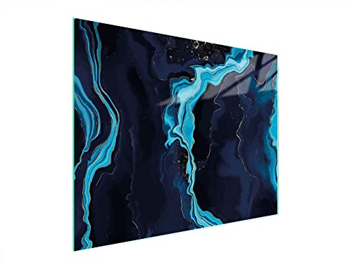 DarHaus Planche à découper en verre Ceranfeld 1 pièce 52 x 40 cm, plaque de découpe en verre, protection anti-éclaboussures, plaque en verre universelle, cuisine, Marbre Bleu