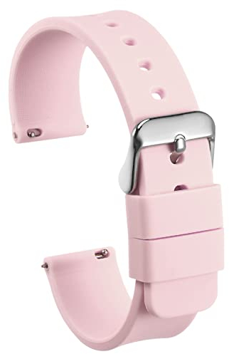 sourcing map Silicone Watch Band 22mm Width Quick Release Soft Rubber Replacement Watch Strap with Stainless Steel Buckle for Men Women, Pink