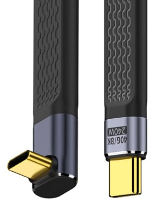 chenyang USB C Short Cable USB4 40Gbps 240W 100W 8K Flat Slim FPC Data Extension Cable for Laptop Phone 13cm 90Degree UP Angled