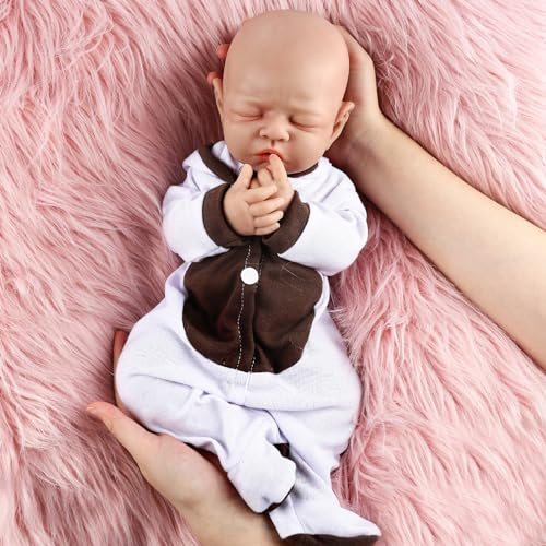 Vollence 31 cm schlafende volle Silikon-Babies-Puppen lebensechte Neugeborene schlafende Silikon-Baby-Puppen Stressabbau Anti-Stress-Spielzeug - Mädchen
