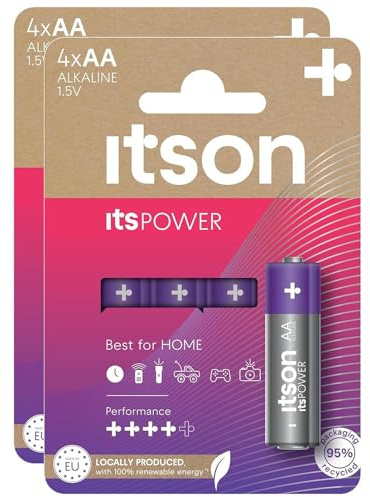 ITSON Lot de 2 x 4 Piles Alcalines LR6/AA 1,5V ItsPOWER