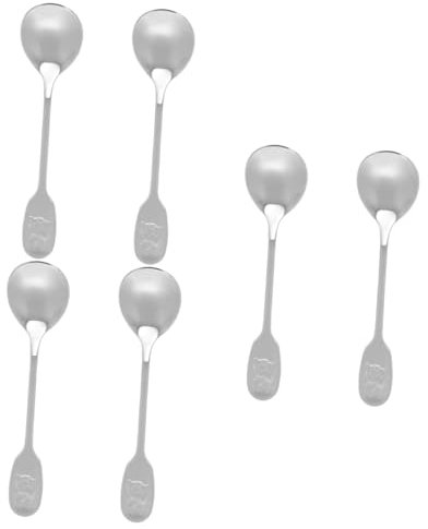 ABOOFAN 6pcs Dinner Spoons Stainless Steel Soup Spoons Food Serving Scoops for Porridge Tea Party Essentials