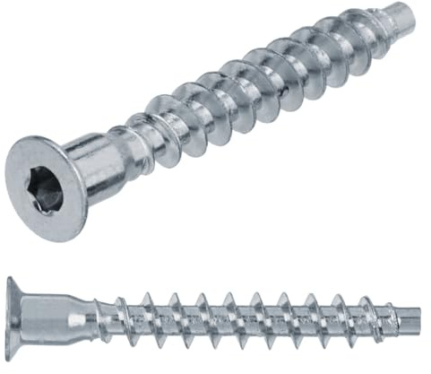 Confirmat Tornillos 7 x 35 – 50 unidades – Conector para muebles, tornillos para madera, conector de armario, tornillo de cabeza avellanada con hexágono interior