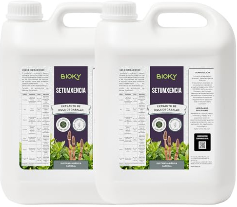 Bioky® Cola de Caballo Fungicida (2x5L): Preventivo y Curativo para Plantas | Bioestimulante Ecológico, Plantas de Interior, Huerto Urbano, Controla Hongos como Mildiu, Oídio, Roya, Muy Concentrado