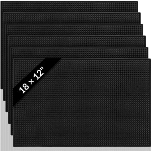 Tioncy 2 Pcs Bar Mat for Countertop 18 x 12 Inch Non Slip Rubber Mat Service Spill Cocktail Bartending Coffee Bar Mats for Hot Dishes Restaurants Barbershop Clippers Hot Pads, Black