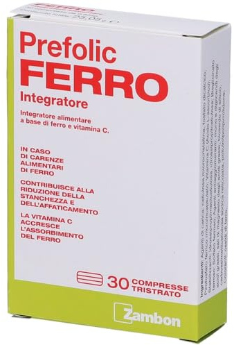 PREFOLIC FERRO 30 compresse - Integratore alimentare a base di ferro presente in tre differenti strati (tristrato) e vitamina C