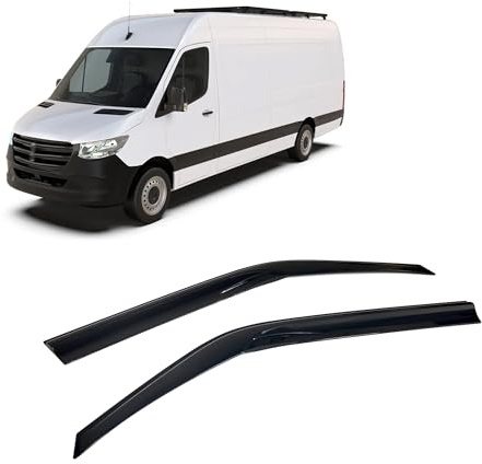 CarJoy Windabweiser Luftabweiser Regenabweiser Seitenfensterabweiser Kompatibel mit Mercedes Benz Sprinter 2006-2024 Autofenster Regenschutz Anklebbare Deflektoren Externe Passform 2 Stück