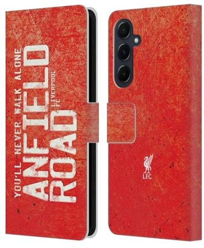 Head Case Designs Offizielle Liverpool Football Club Strasse Anfield Rot Liver Bird YNWA Leder-Wallet-Hülle Kompatibel mit Samsung Galaxy A55 5G