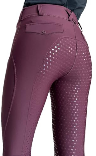 ticticlily Pantalones de Equitación Mujer Largas con Agarre de Silicona Leggings Hípica Cintura Alta con Trabillas para Cinturón Pantalone Silicon Full Seat Ropa de Hípica Deportes Ecuestres