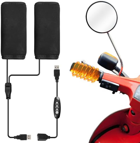 Heizgriffe Motorrad Overgrips, 5V Motorrad USB beheizte Griffe, Heizung Motorrad Fahrrad Griff, Intelligente dreistufige Temperaturregelung, Motorrad Beheizte Handstange Universal, 1 Paar