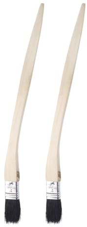 sourcing map 2pcs Bent Radiator Paint Brush 1 Width Curved Wall Paint Soft Bristle Brushes with Long Wood Handle for Painting DIY Wall Treatment
