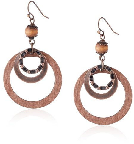 Boho-Ohrhänger, Vintage-Ohrringe aus Böhmischem Holz Ethnischer Runder Kreis-Reif Leichte Schicke Statement-Ohrhänger für Frauen Schmuckgeschenke