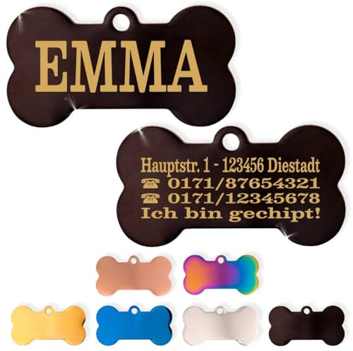 Ibera gifts - Hundemarke Mit Gravur - Hundemarke Personalisiert - Edelstahl - Für Mittelgroße Und Große Hunde - 40 x 21 mm (Schwarz)