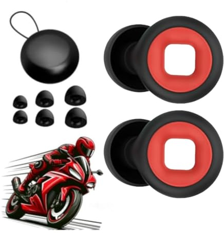 Artevive Moto Earplugs - 27 db, Ultra-Comfy Reusable Noise-Reducing Earplugs for Sleep, Focus, Super Soft Reusable, Reduce Wind Noise (Black & Red, One Size)