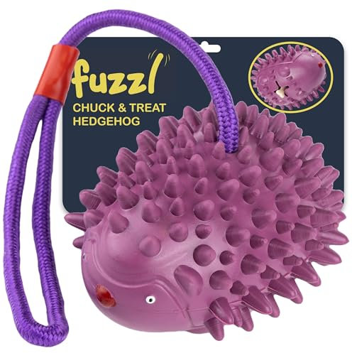 Fuzzl Eco Rubber Chuck & Treat Igel – Lila – Langlebiges Kauspielzeug für aggressive Kauer, starkes Hundespielzeug für Hunde, langlebiges Welpenspielzeug