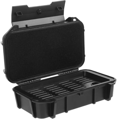 JOINPAYA Caja de Almacenamiento Doble Capa, Contenedor Hermético de Plástico Negro, Resistente a Golpes, Portátil, para Supervivencia y Camping al Aire Libre