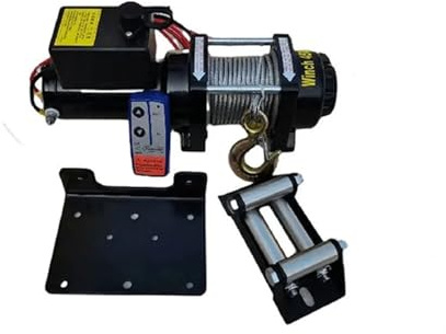 AYJYZHIAG Cabrestante eléctrico de Cable de Acero de 12 V/24 V y 4500 LB for tracción, cabrestante portátil for Remolque de automóvil, camión, Todoterreno, con Control inalámbrico(12V Handle Switch)