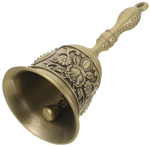 Spetsbst Handglocke Metall, Hand Glocke Retro-Prägemuster Schreibtischglocke Resturant Service Glocke, Rufglocke Tischglocke für Weihnachten/Advent/Meditation/Bankett/Schule (Bronze)