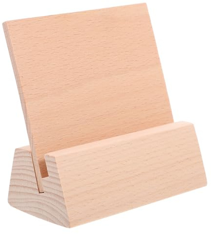 LOLIPPYY Base in Legno per Porta-targhetta da Tavolo Porta-biglietti in Legno Massello Espositore da Tavolo in Faggio per Biglietti da Visita e Promemoria