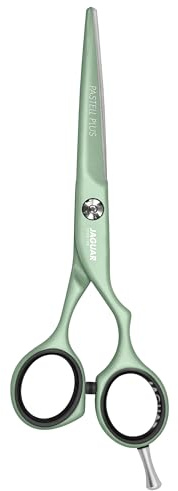 JAGUAR Haarschere PASTELL PLUS Matcha Offset 5.5 | ergonomische Griffstellung | Friseurschere Offset-Design | antiallergene, resistente Metallic-Beschichtung | Made in Germany