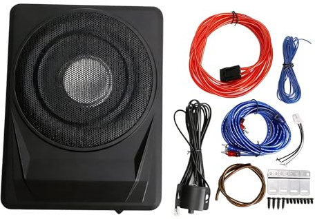 Dpofirs Under Seat Bil Subwoofer, 10 Tums Slim Powered Subwoofer med Inbyggd Förstärkare för Bil Lastbil RV Båt
