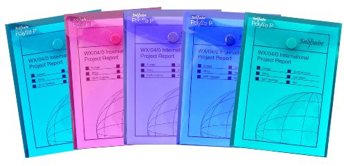 Snopake - Cartelline in plastica A6 con bottone automatico, colori assortiti Electra, 5 pz.