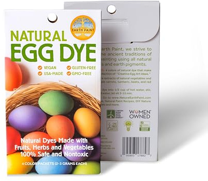 Natural Earth Paint Egg Dye Kit – Eco-Friendly, Non-Toxic Easter Egg Coloring for Kids & Adults – 4 Food-Safe Dyes, No Boiling Needed, Mixable Colors, Vegan & Sustainable
