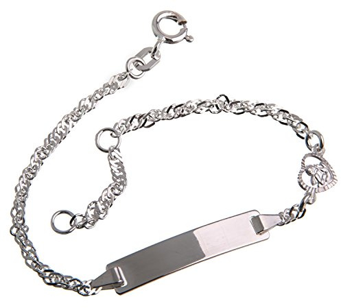 Silberketten-Store Baby- & Kinder ID Armband Singapur mit Engel-II-Anhänger inkl. Gravur & Geschenksäckchen I aus 925 Silber I nickelfrei & allergiker-geeignet I 10 Schriftarten