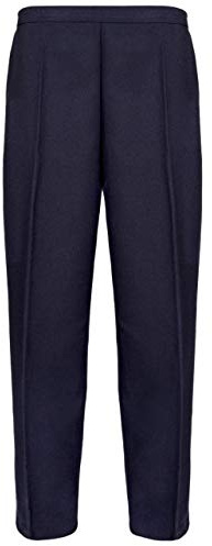 MyShoeStore Pack of 2 Ladies Half Elasticated Trouser Womens Stretch Waist Casual Office Work Formal Pull On Trousers Straight Leg Pants Bottoms with Pockets