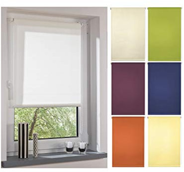 Garduna FIX Tageslicht-Rollo # Weiss 120cm # Smartfix - Klemmfix - ohne Bohren - viele Farben & Größen- lichtdurchlässig/Sichtschutz