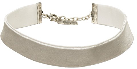 Alpenflüstern Trachten-Samt-Kropfband breit - Trachtenkette enganliegend, Kropfkette elastisch, eleganter Damen-Trachtenschmuck, Samtkropfband grau DHK199
