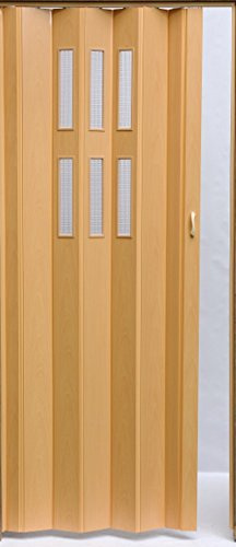 Vivi Falttür Schiebetür Tür Buche mit Fenster und Verriegelung Höhe 202 cm Einbaubreite bis 84 cm Doppelwandprofil Neu TOP-Qualität
