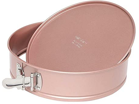 Wiltshire Tortiera a molla color oro rosa Ø25 cm, senza PFOA PTFE, stampo per torte, teglia da forno, rotonda, antiaderente con base piatta, 3500 ml