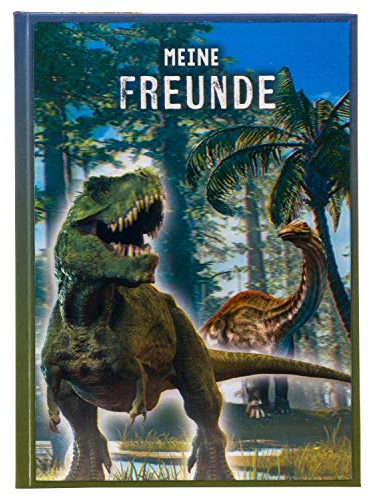 goldbuch 43078 - Freundebuch T Rex 3D, Buch DIN A5, Freundschaftsbuch zum Ausfüllen, Erinnerungsbuch an Freunde, Notizbuch mit 84 illustrierte Seiten, Einband mit Kunstdruck, ca. 15 x 21 x 1,5 cm