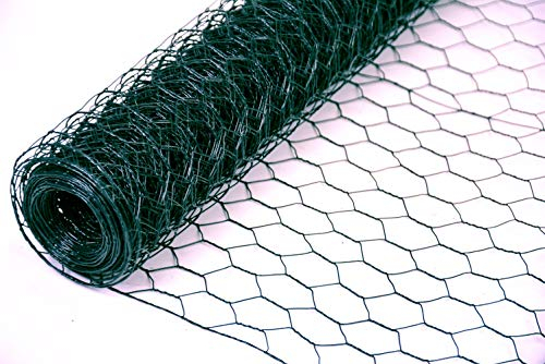 Sechseckgeflecht Sechseckdraht Maschendrahtzaun Kaninchendraht Kükendraht Hasendraht verzinkter Draht mit grüner Pulverbeschichtung 30 cm Hoch - 25 Meter lang - Maschenweite 25 mm