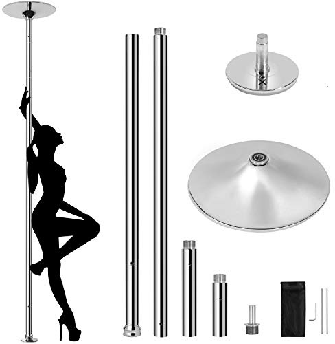 Topeakmart 45mm Portable Dancing Pole Stripper Pole w/Spinning and Static Modes Height Adjustable Removable for Exercise Fitness Pub and Home Gym