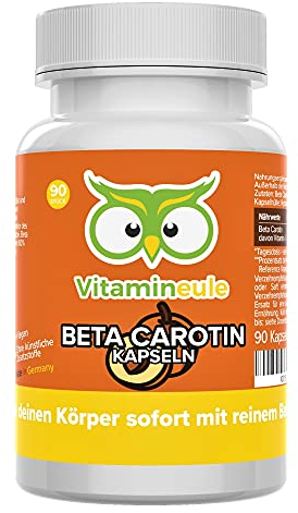Beta Carotin Kapseln hochdosiert - 50.000 i.E. (30 mg) - bioaktiv, pflanzlich & vegan - Produktion in Deutschland - laborgeprüft & ohne Zusatzstoffe - Kapseln statt Tropfen - Vitamineule®