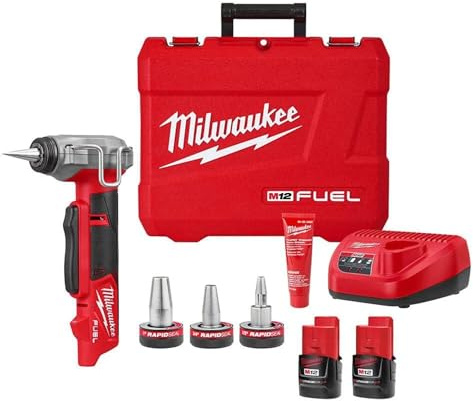 2532-22 M12 FUEL - Kit de herramientas de expansión PEX inalámbrico de 3/8 pulgadas - 1 pulgada con (2) baterías de 2.0 Ah, (3) cabezales de expansión de sellado rápido