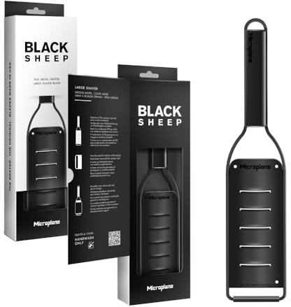 Microplane Rallador de Cocina Tipo raspador Grande con Hoja de Acero Inoxidable Fabricada en Estados Unidos para parmesano, Chocolate, trufas y rulos de Mantequilla de la Serie Black Sheep