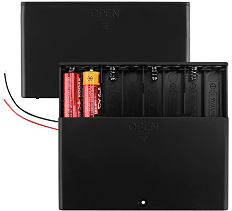 Linkidea 12v Battery Case with Switch, 8 x AA 12V Batteries Holder Box with Wired Leads and On/Off Switch (2 Pack)