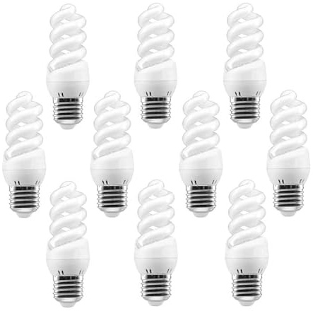 TECNOLUX EURO T.E Mini Bombilla Espiral Bajo Consumo E27 6400K Luz Fría 21W (Pack 10)