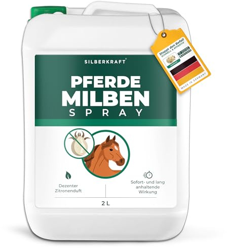 Silberkraft Milbenspray Pferde [2 Liter] - hochwirksamer Milbenschutz | Flöhen und Läusen - Für Fell, Mähne, Schweif & Stall - Gebrauchsfertig – mit Geraniol