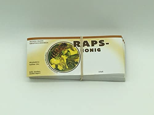 Generisch ApiSina® Etiketten „Rapshonig“ selbstklebend, mit Aufdruck „Rapshonig“ ca. 116 x 50 mm Imker Etikett f.Honig Honigetiketten Imkerei Honigglasetiketten Honigetiketten