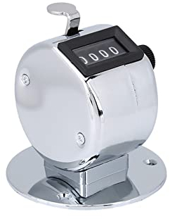 4 Stelliger Handzähler Zähler, Metall Zähler Klicker Counter, 0 an 9999 Rückstellbarer Mechanischer Manuelle Zählwerk Hubzähler Schrittzähler mit Base Reihenzähler für Personenzähler, Coaching, Golf