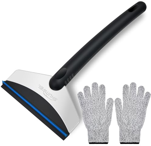 Funyord Rascador Hielo Coche, Rasqueta Hielo Coche, Raspador Hielo Coche de Acero Inoxidable para Ventanas de Parabrisas de Automóviles Car, SUV, Truck