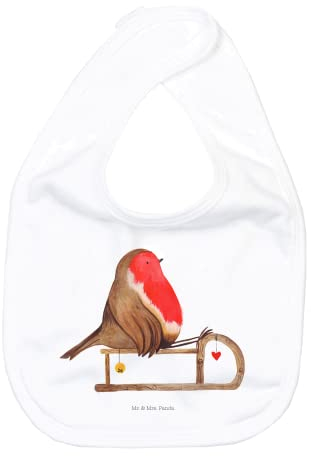 Mr. & Mrs. Panda Organic Babylätzchen Rotkehlchen Schlitten - Geschenk, Baby Lätzchen Set, Babylätzchen Waschbar, Babylätzchen Für Jungen, Advent,