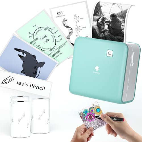 Phomemo M02 Pro Mini Impresora - 300DPI Impresora Portátil Termica Impresora Movil Pequeña Impresora Fotográfica Bluetooth, Adecuado para Notas de Estudio, Fotos, Regalos, Etiquetas - Verde