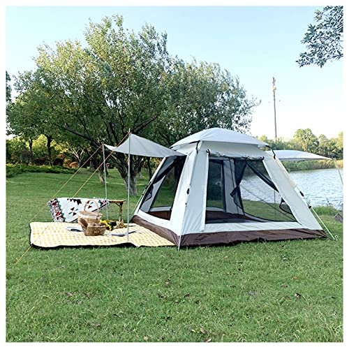 Biwakzelt für 4 Personen, wasserdicht, Doppeltüren und Vier Fenster, Tipi-Zelt, Camping, fest und stabil, große Zelte für Camping, ideal für Camping im Garten