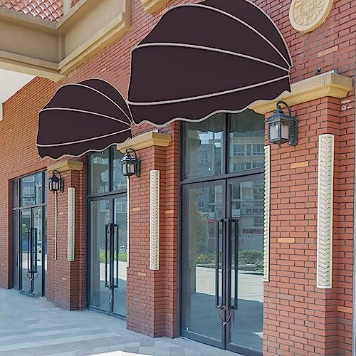 Ventana Y Puerta Toldo, Plegable Redondo Pabellón Cubrir Ultravioleta Bloquear Sombrilla, Poliéster Tela Decorativo Doselera, Robusto Galvanizado Marco, Fácil A Instala(Size:150cm,Color:Marrón oscuro)