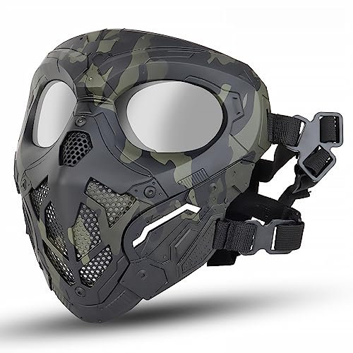 Yzpacc Maschera integrale per softair, paintball, ciclismo, motociclismo, equitazione, maschera protettiva per feste di Halloween